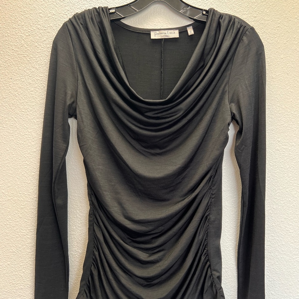 Patrizia Luca Black Drape Detail Top